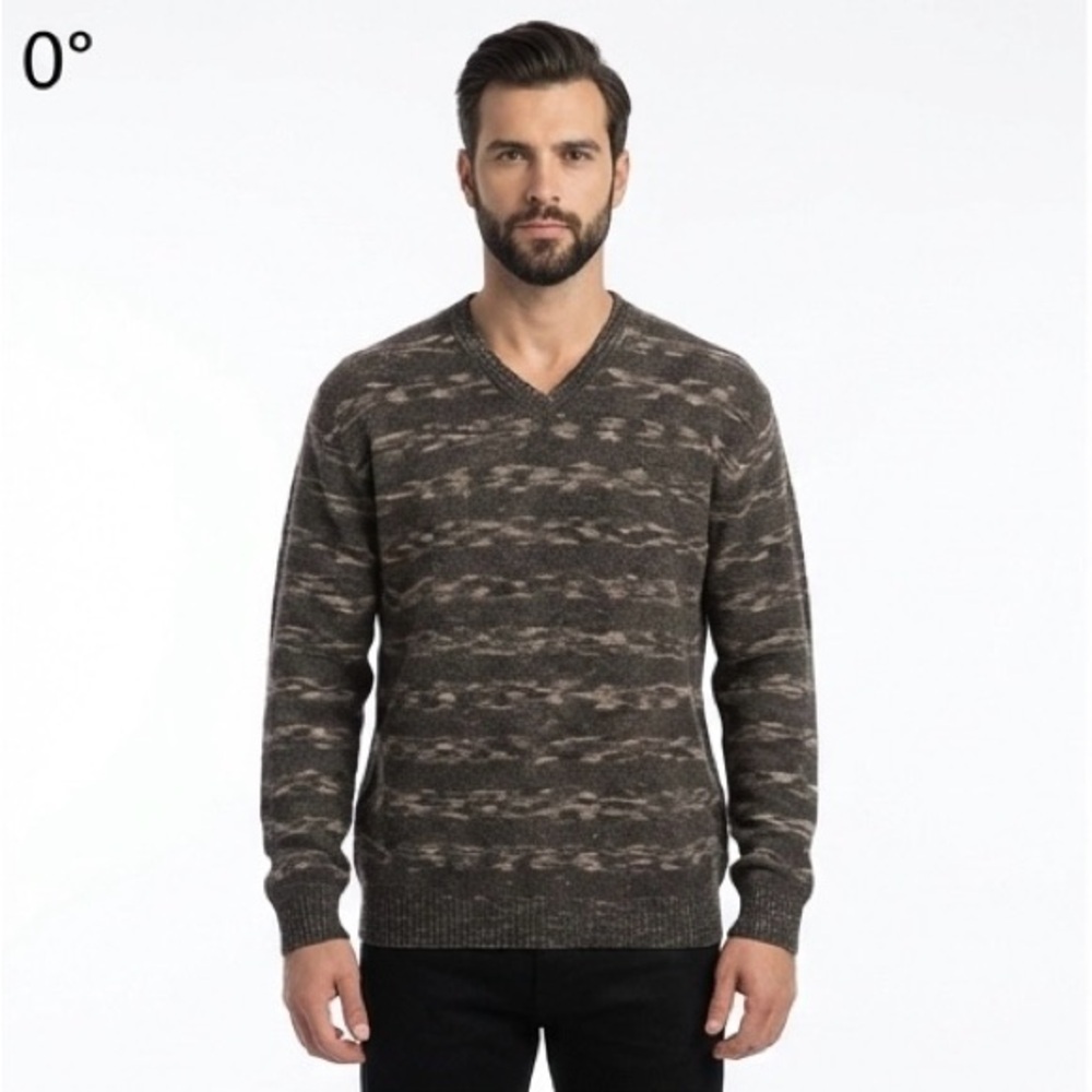 Zegna Lightweight Wool Blend V-Neck in an Earthy Multi-Tonal Knit - Size 50/M - Picture 10 of 14